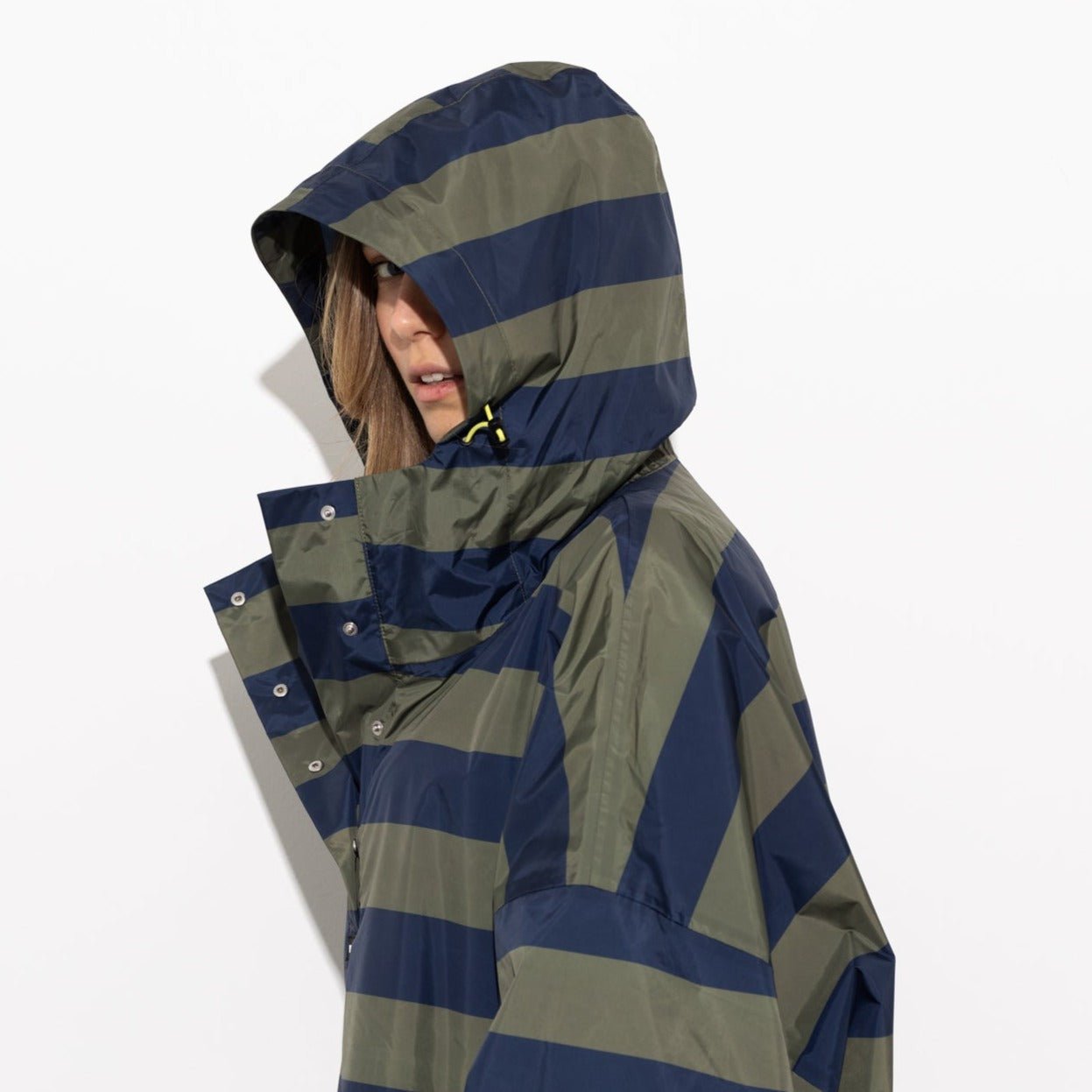 Raincoat bold stripes - navy/olive - VIVI MARI