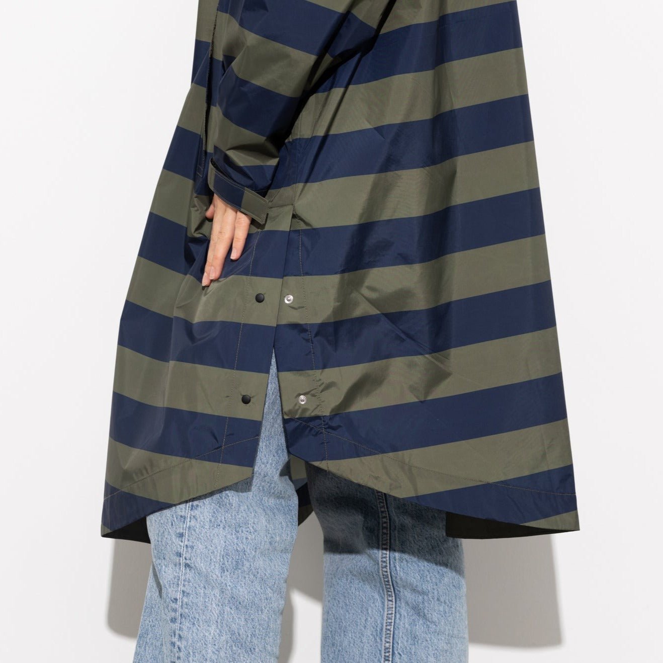 Raincoat bold stripes - navy/olive - VIVI MARI