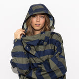 Raincoat bold stripes - navy/olive - VIVI MARI