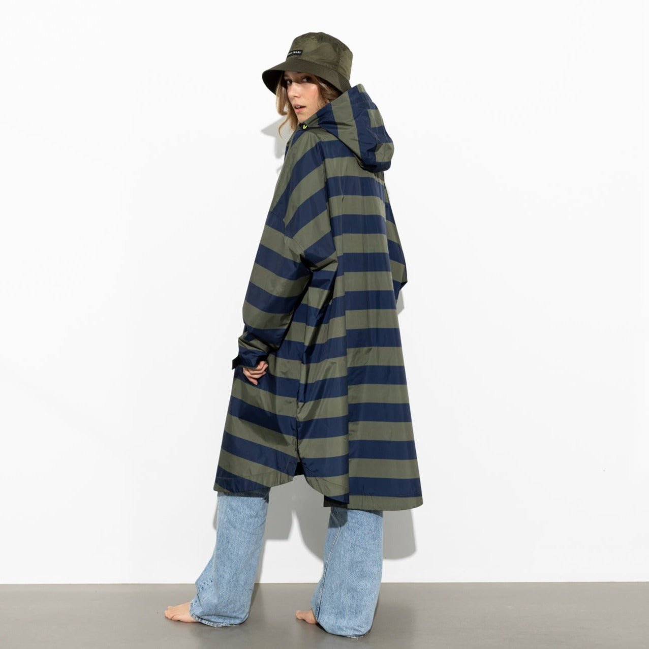 Raincoat bold stripes - navy/olive - VIVI MARI