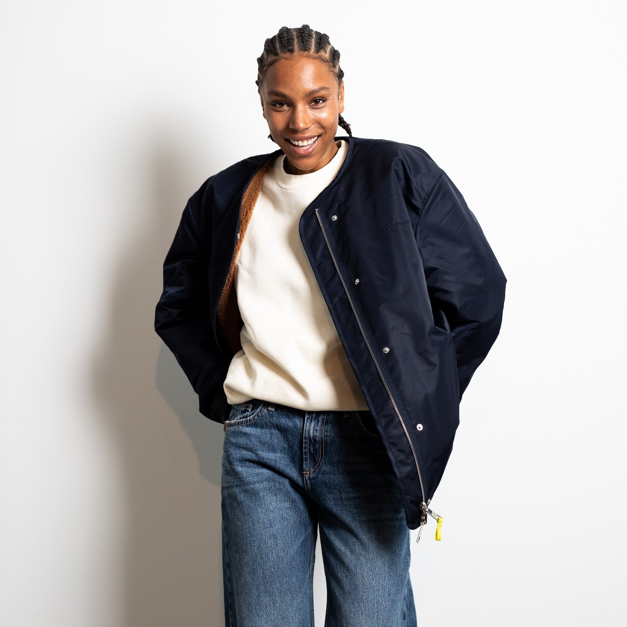 Reversible Bomber Jacket - navy/caramel - VIVI MARI