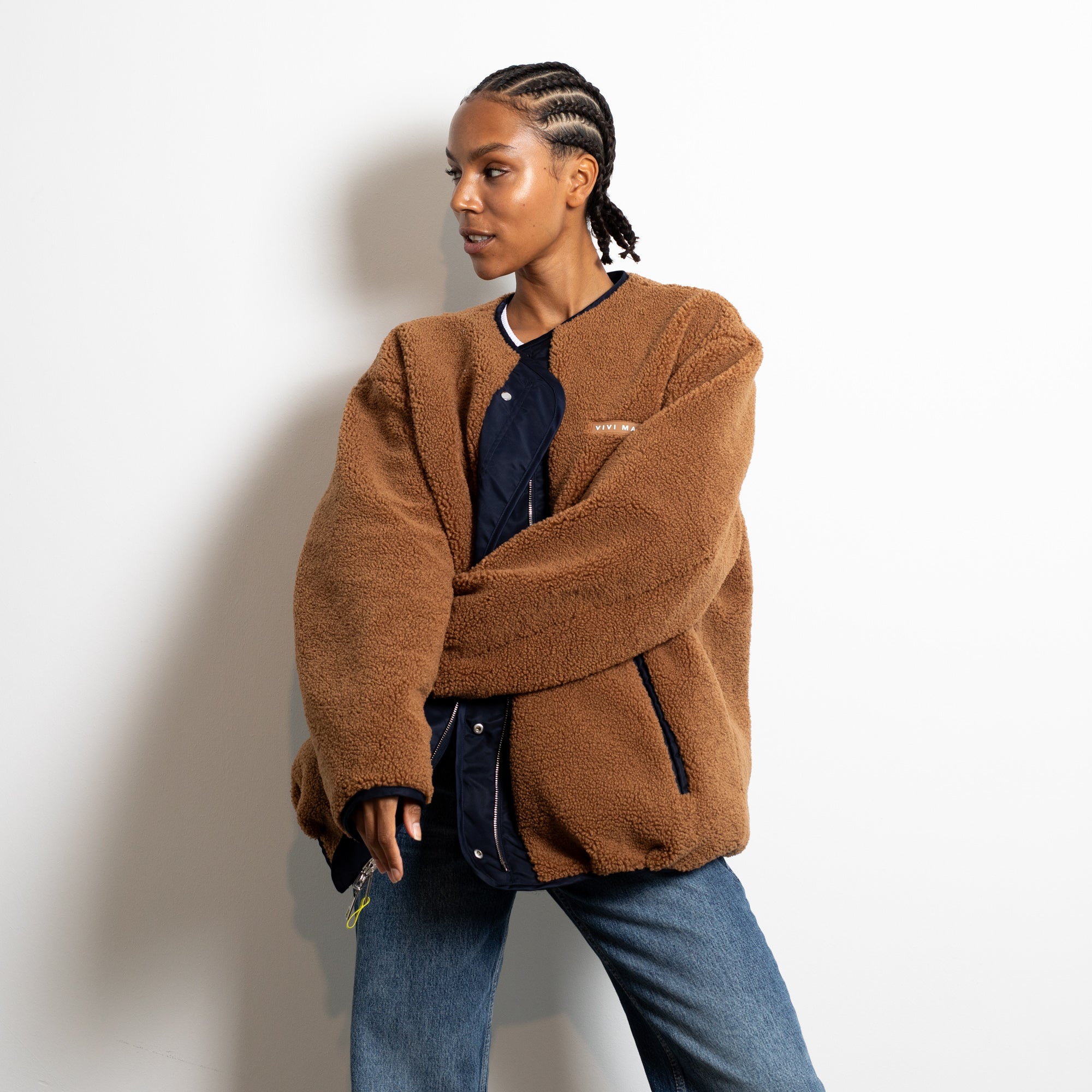 Reversible Bomber Jacket - navy/caramel - VIVI MARI