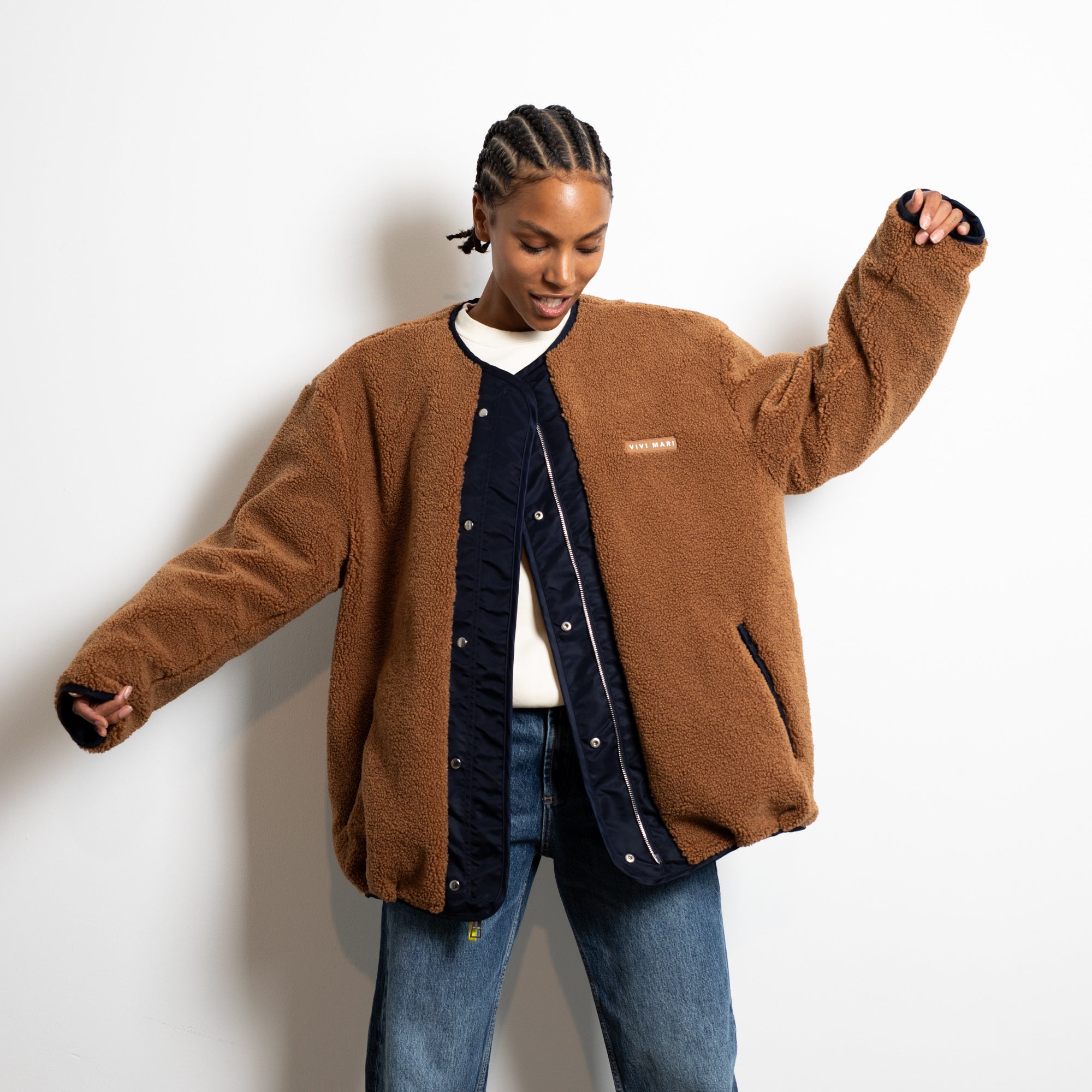 Reversible Bomber Jacket - navy/caramel - VIVI MARI
