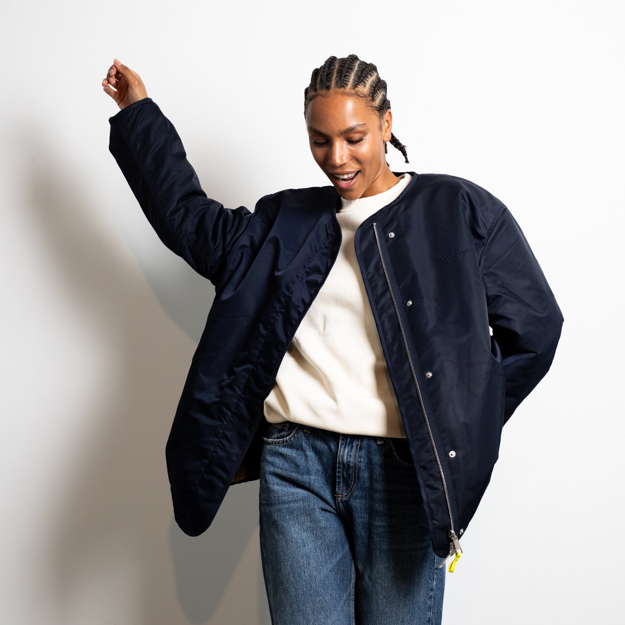 Reversible Bomber Jacket - navy/caramel - VIVI MARI