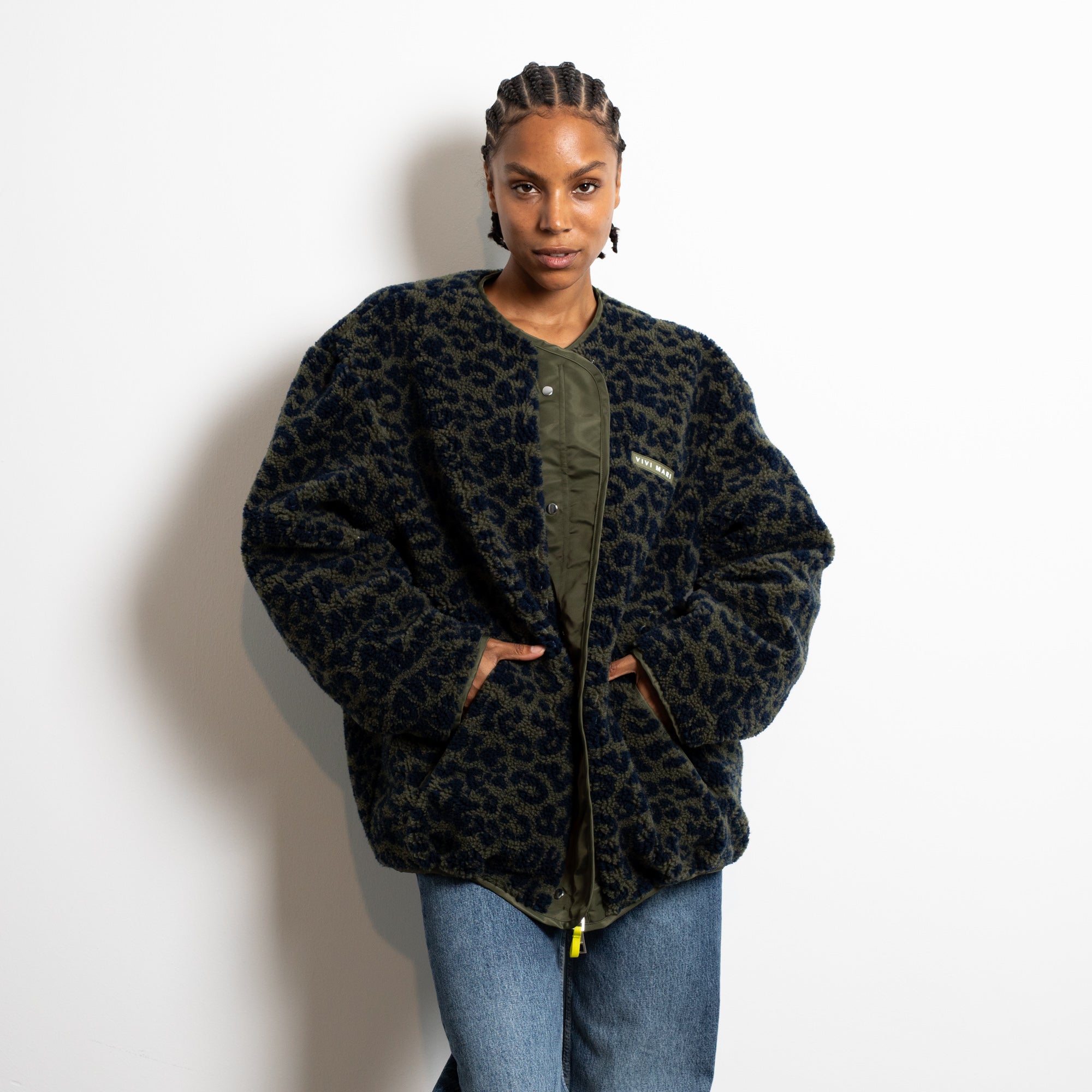 Reversible Bomber Jacket - olive/leo navy-olive - VIVI MARI