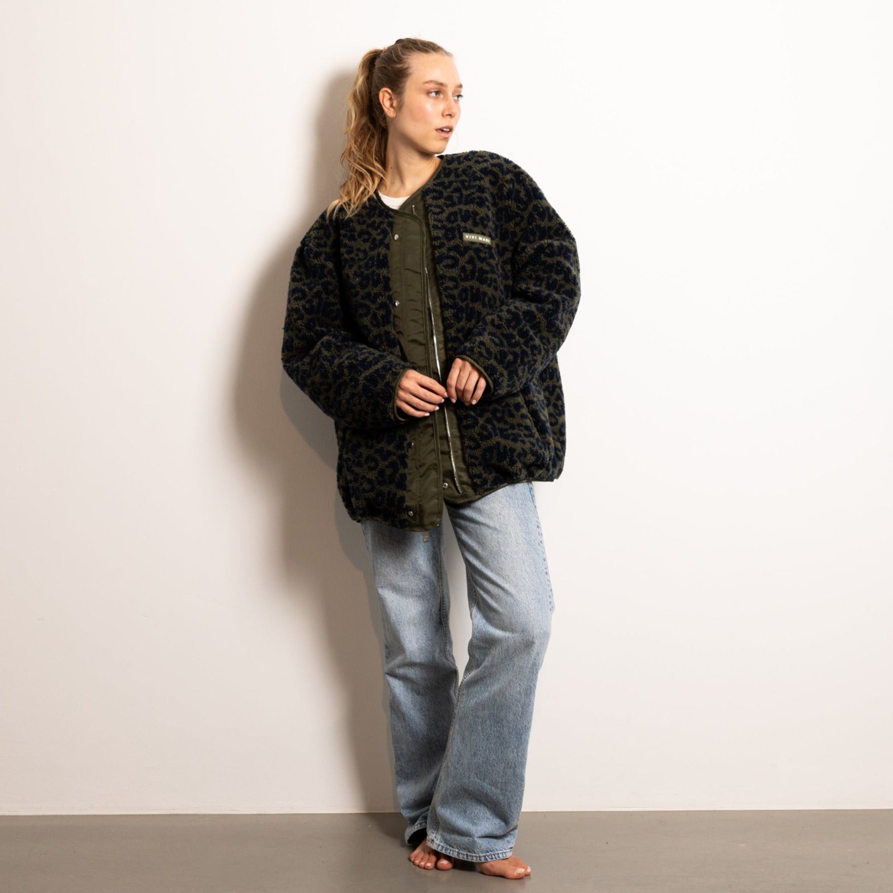 Reversible Bomber Jacket - olive/leo navy-olive - VIVI MARI