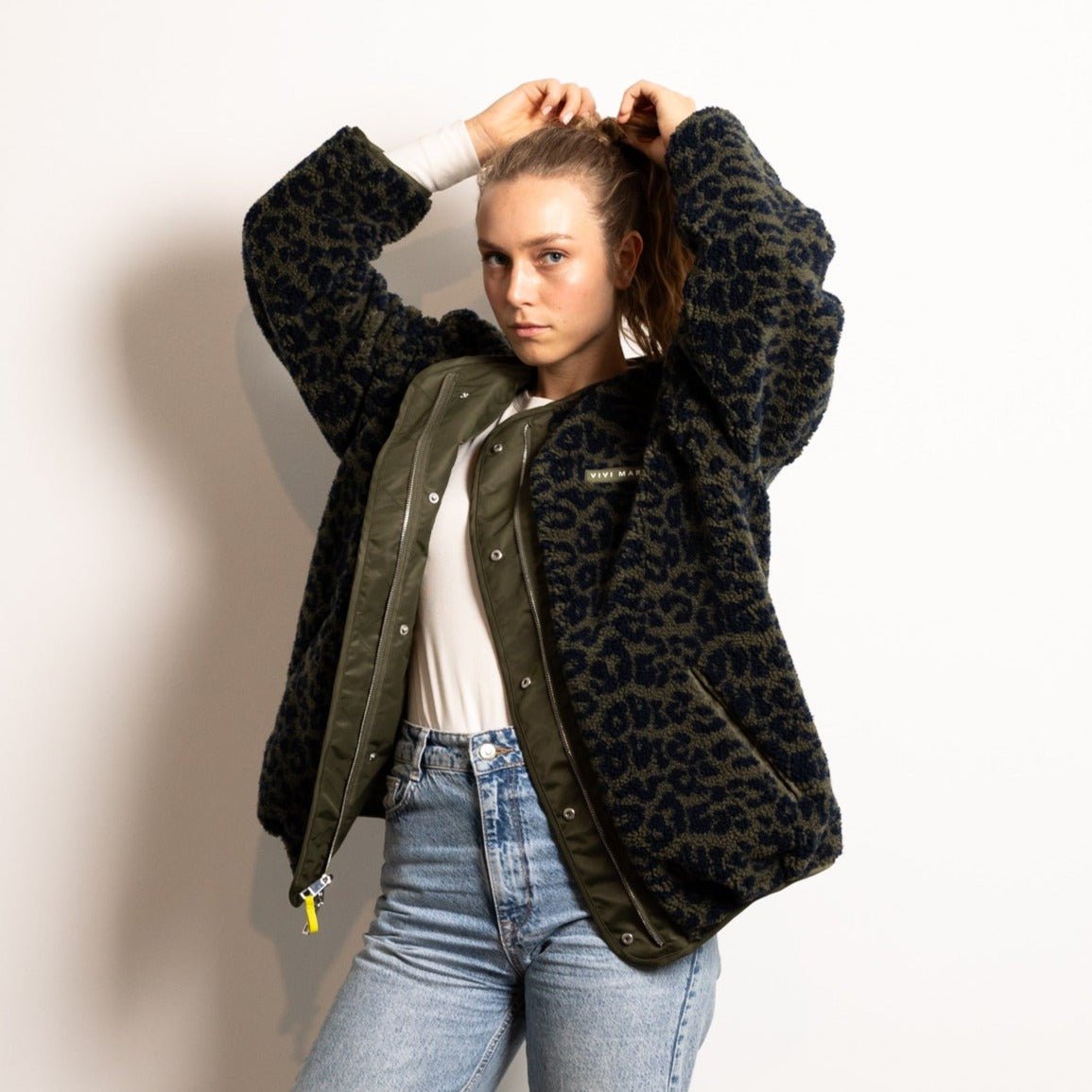 Reversible Bomber Jacket - olive/leo navy-olive - VIVI MARI