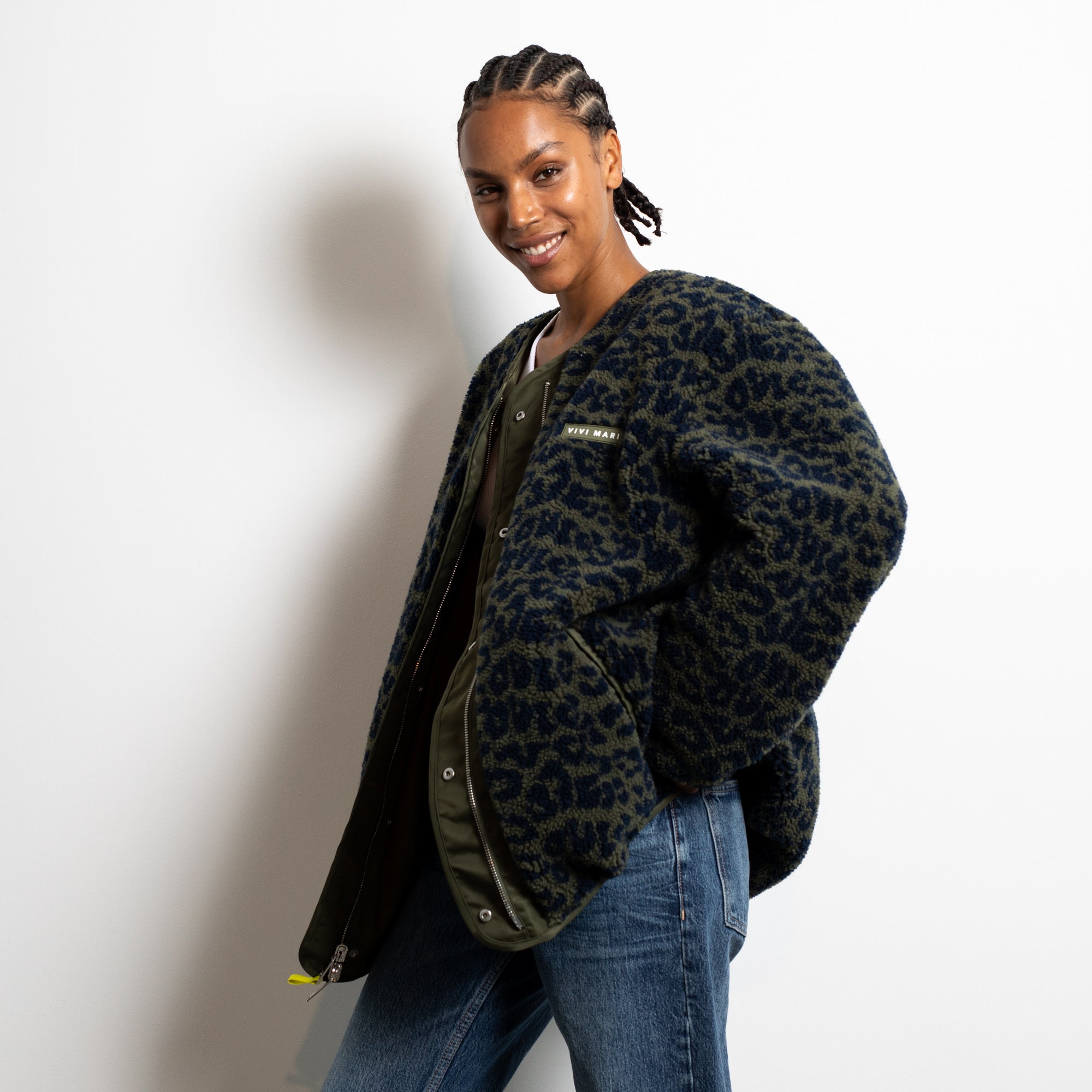 Reversible Bomber Jacket - olive/leo navy-olive - VIVI MARI
