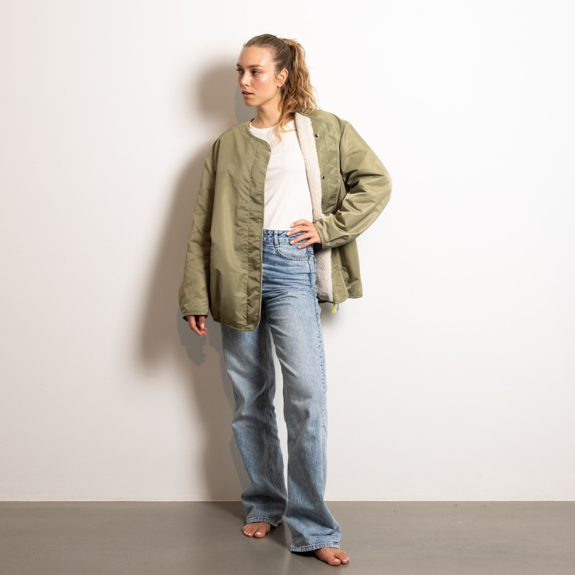 Reversible Bomber Jacket - pale olive/sand - VIVI MARI