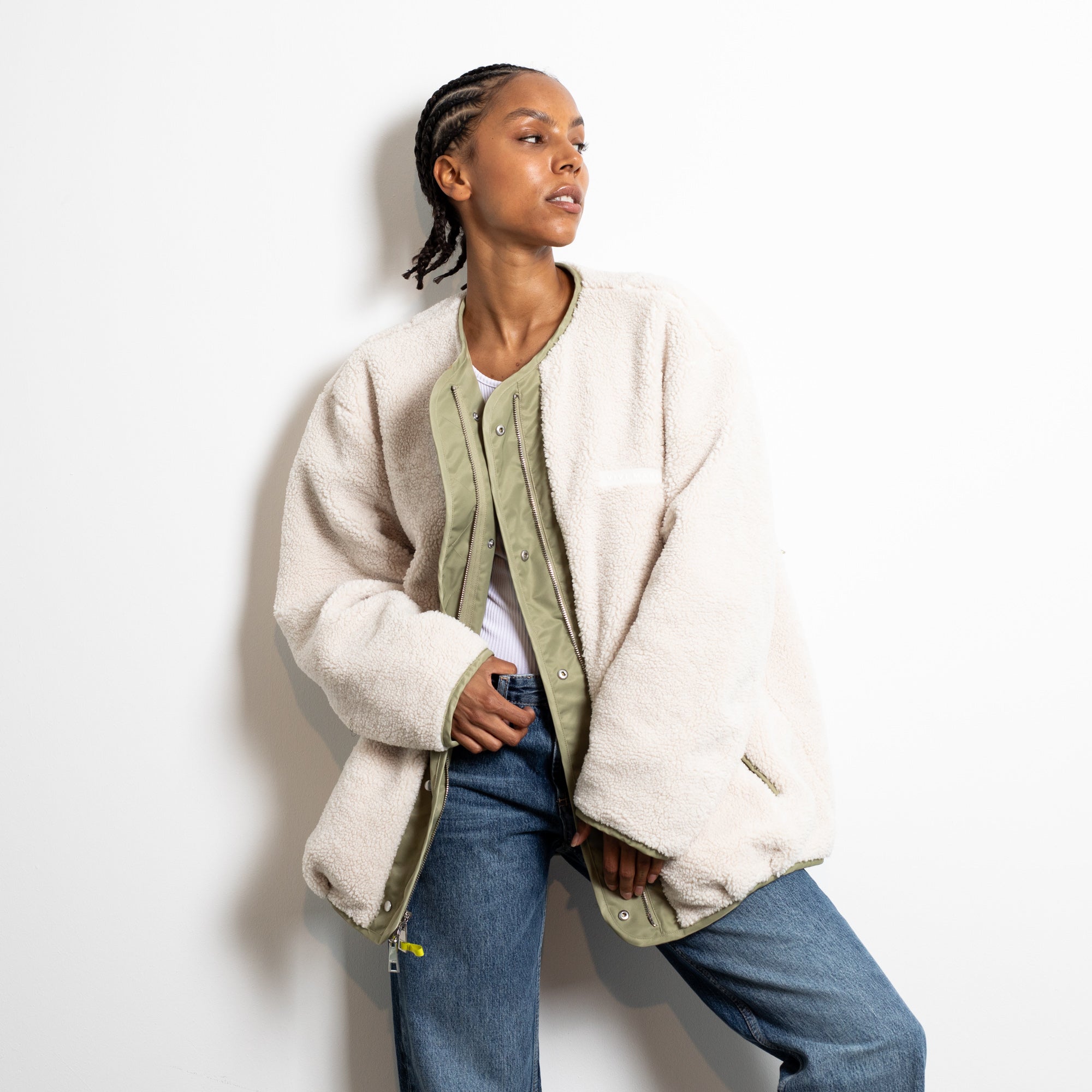 Reversible Bomber Jacket - pale olive/sand - VIVI MARI
