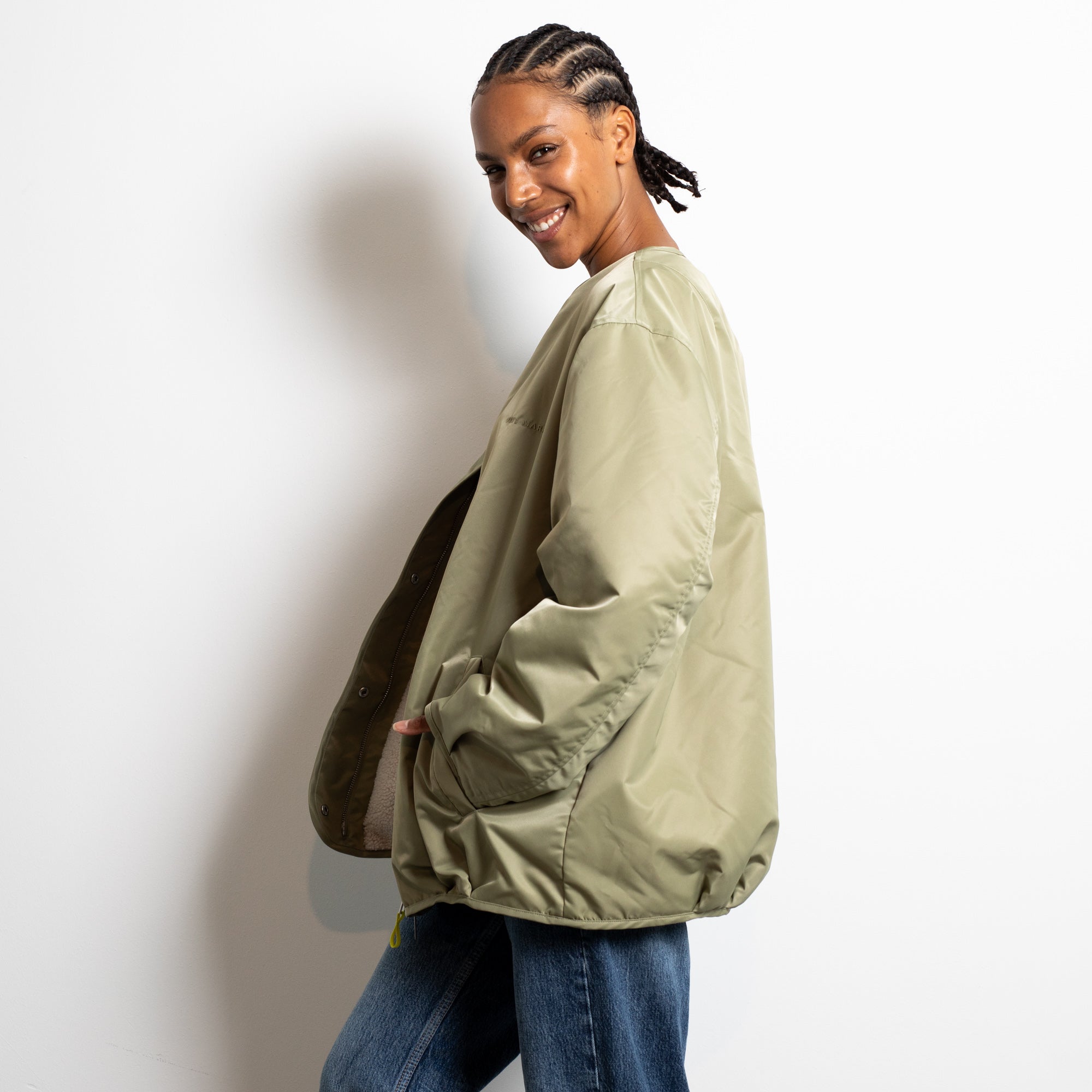 Reversible Bomber Jacket - pale olive/sand - VIVI MARI