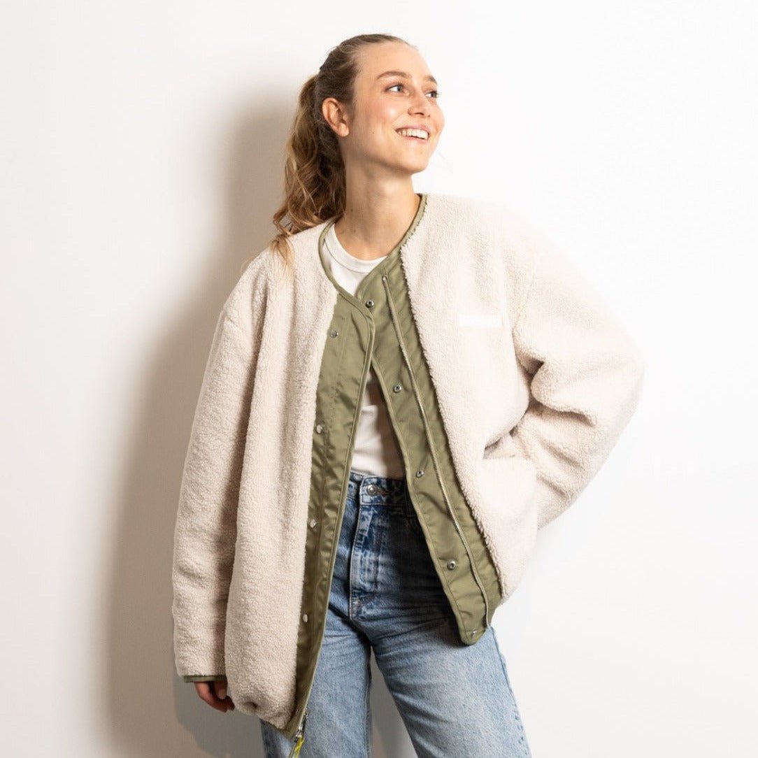 Reversible Bomber Jacket - pale olive/sand - VIVI MARI
