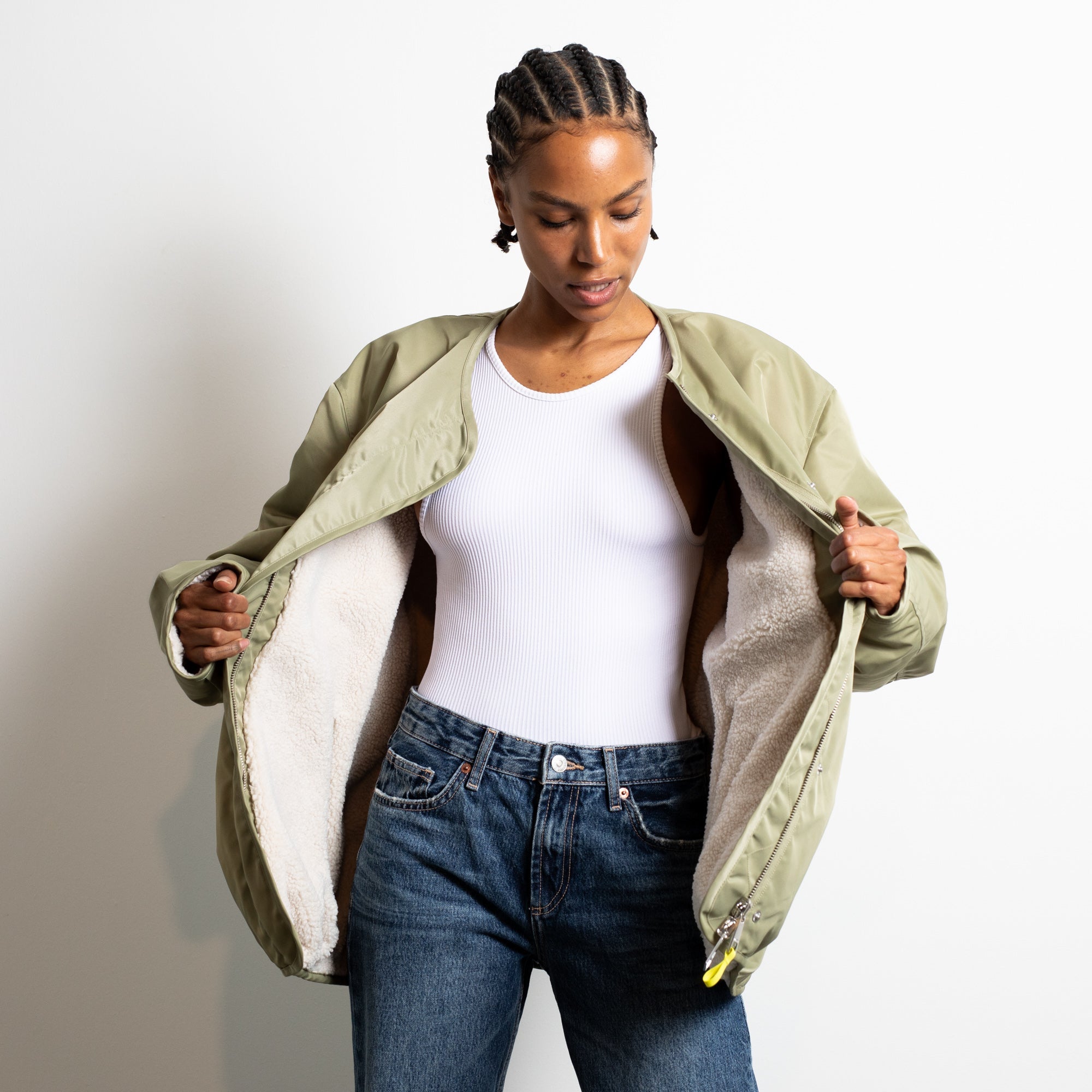 Reversible Bomber Jacket - pale olive/sand - VIVI MARI