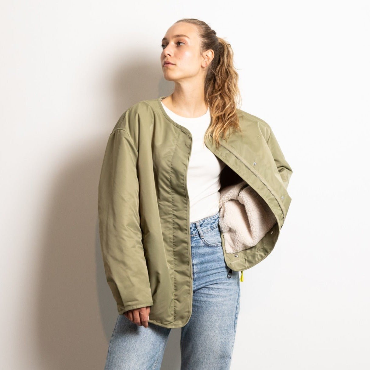 Reversible Bomber Jacket - pale olive/sand - VIVI MARI