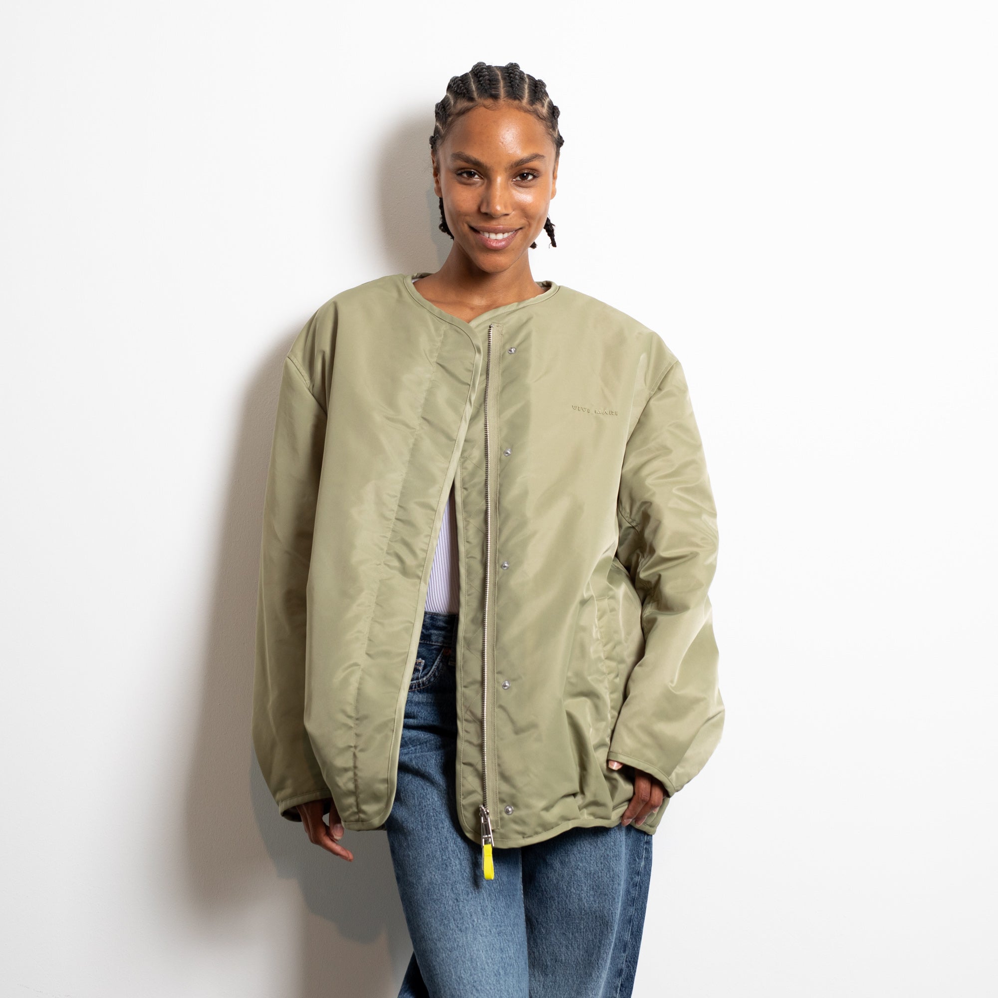 Reversible Bomber Jacket - pale olive/sand - VIVI MARI