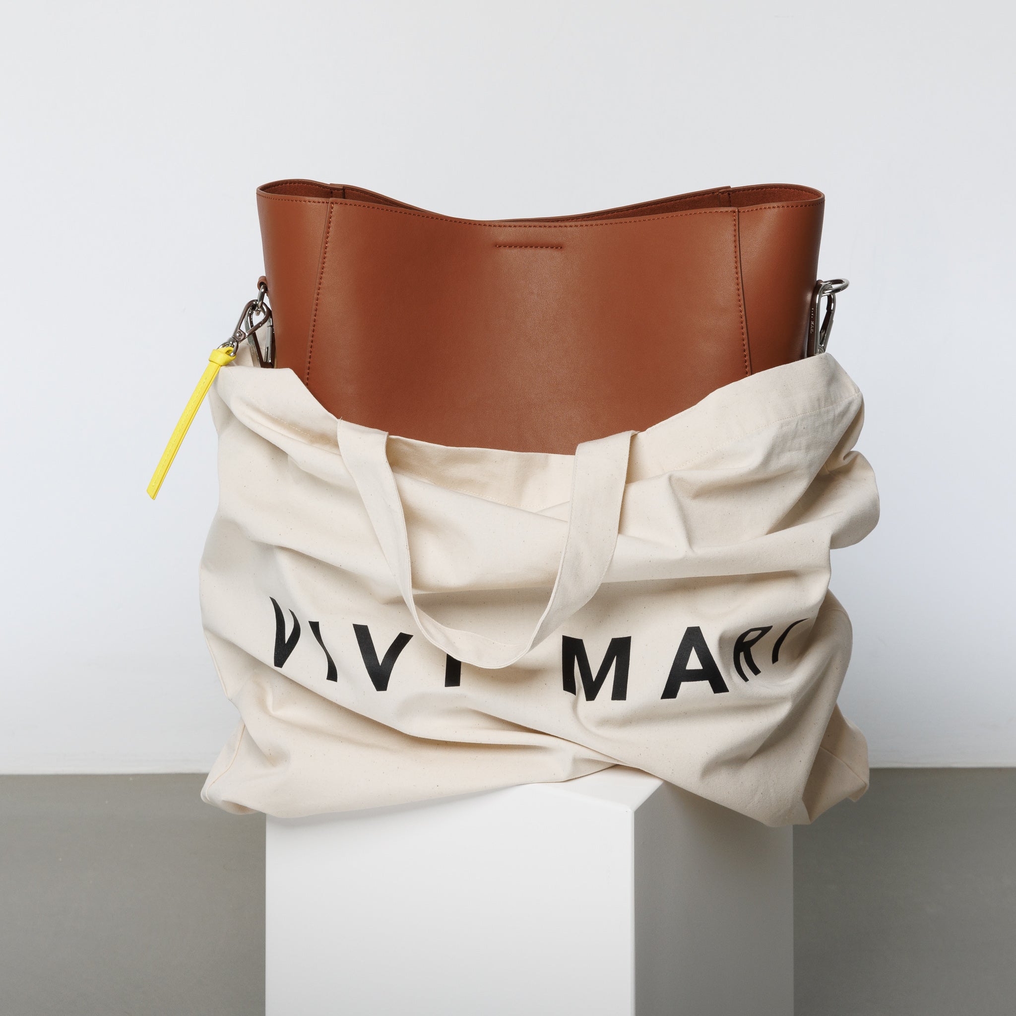 tote bag + strap basic classic - tan - VIVI MARI