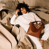 tote bag + strap basic classic - tan - VIVI MARI