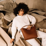 tote bag + strap basic classic - tan - VIVI MARI