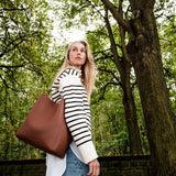 tote bag + strap basic classic - tan - VIVI MARI