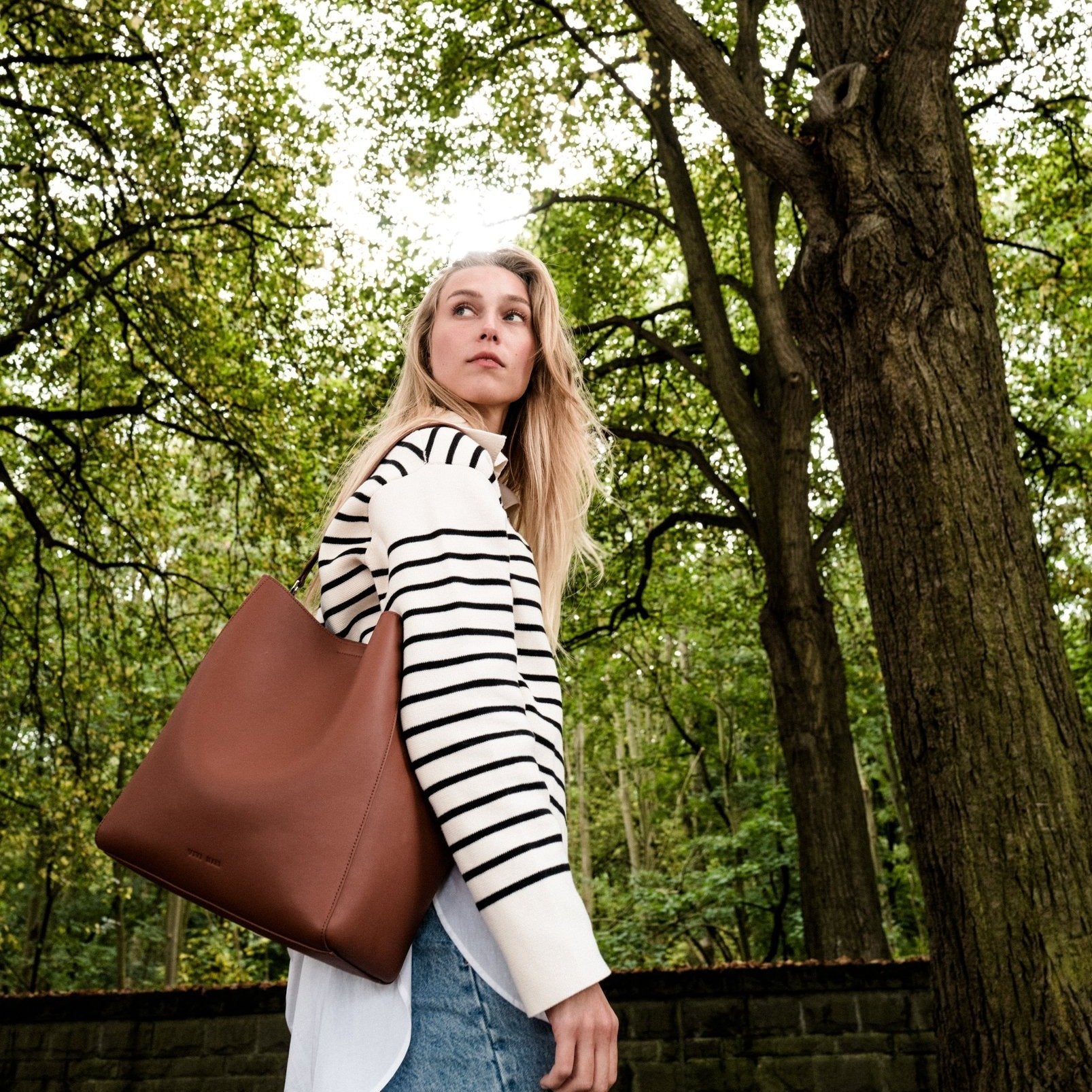 tote bag + strap basic classic - tan - VIVI MARI