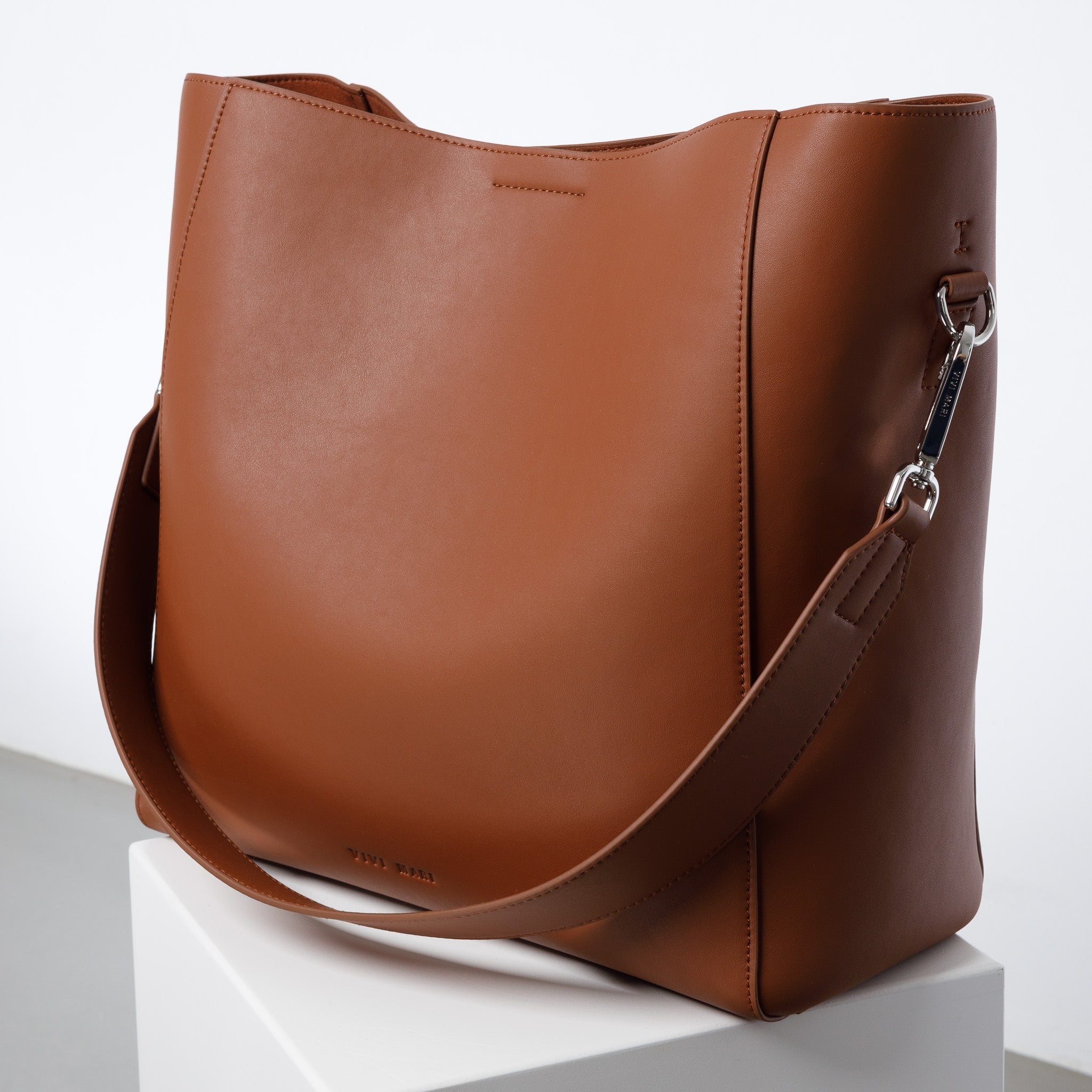 tote bag + strap basic classic - tan - VIVI MARI