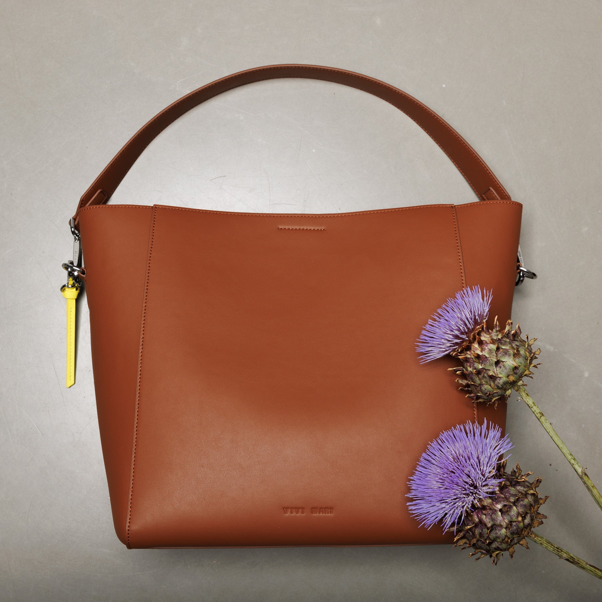 tote bag + strap basic classic - tan - VIVI MARI
