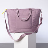 padded tote bag large + strap basic woven slim - ash plum