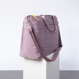 padded tote bag large + strap basic woven slim - ash plum