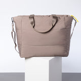 padded tote bag large + strap basic woven slim - dark mushroom