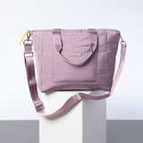 padded tote bag medium + strap basic woven slim - ash plum
