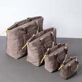 padded tote bag medium + strap basic woven slim - dark mushroom