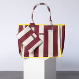 Carry All Bag - bold stripes wine red/sand