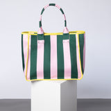 Carry All Bag - bold stripes green/rosé