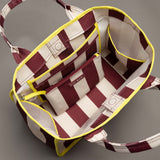 Carry All Bag - bold stripes wine red/sand