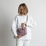 padded tote bag mini + strap basic woven slim - ash plum