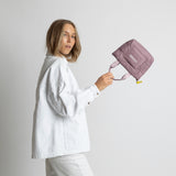padded tote bag mini + strap basic woven slim - ash plum
