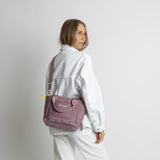 padded tote bag small + strap basic woven slim - ash plum