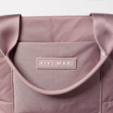 padded tote bag small + strap basic woven slim - ash plum
