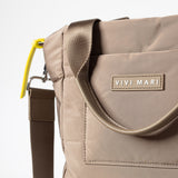 padded tote bag small + strap basic woven slim - dark mushroom