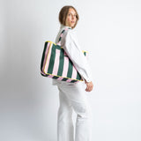 Carry All Bag - bold stripes green/rosé