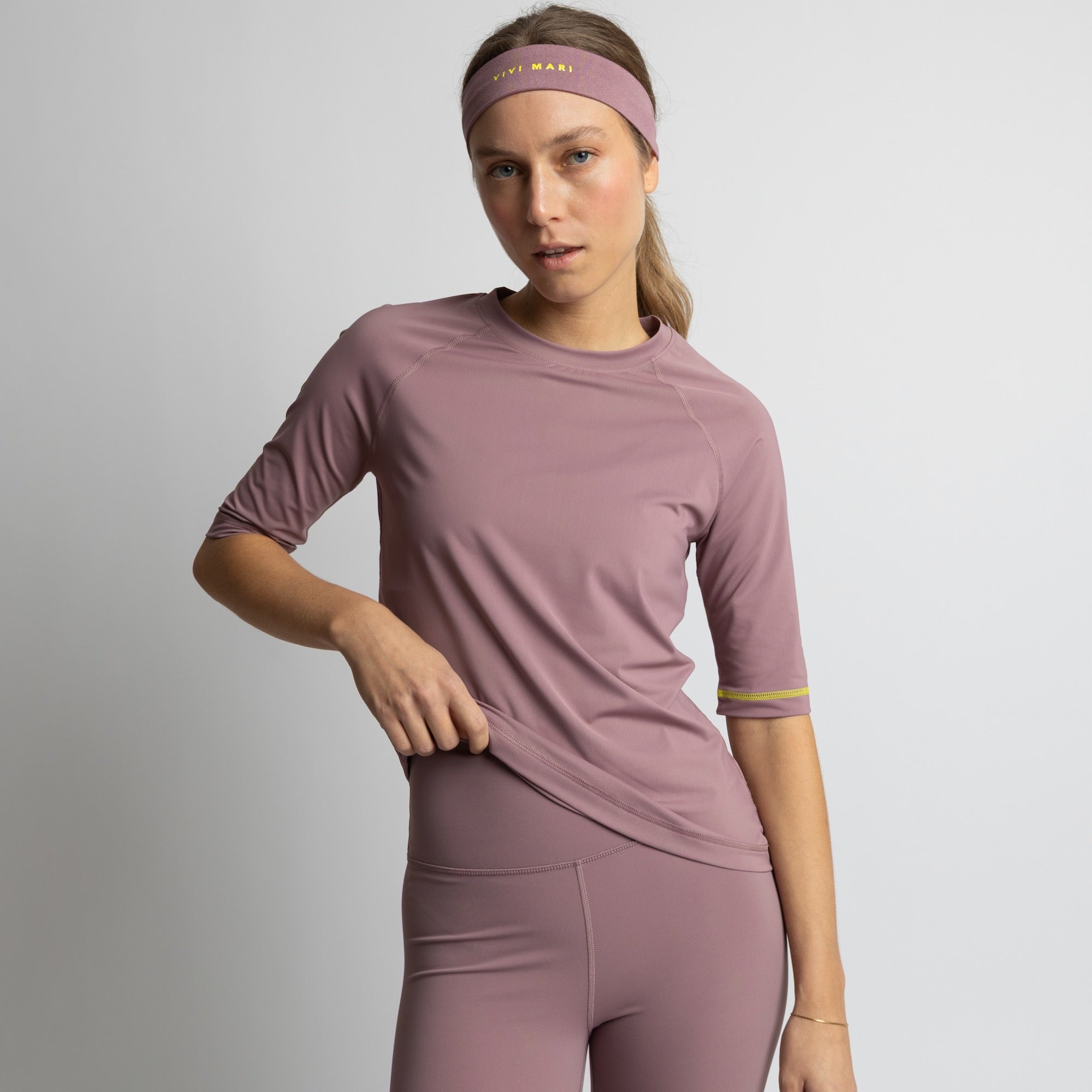 Activewear Half Sleeve T-Shirt ash plum - VIVI MARI