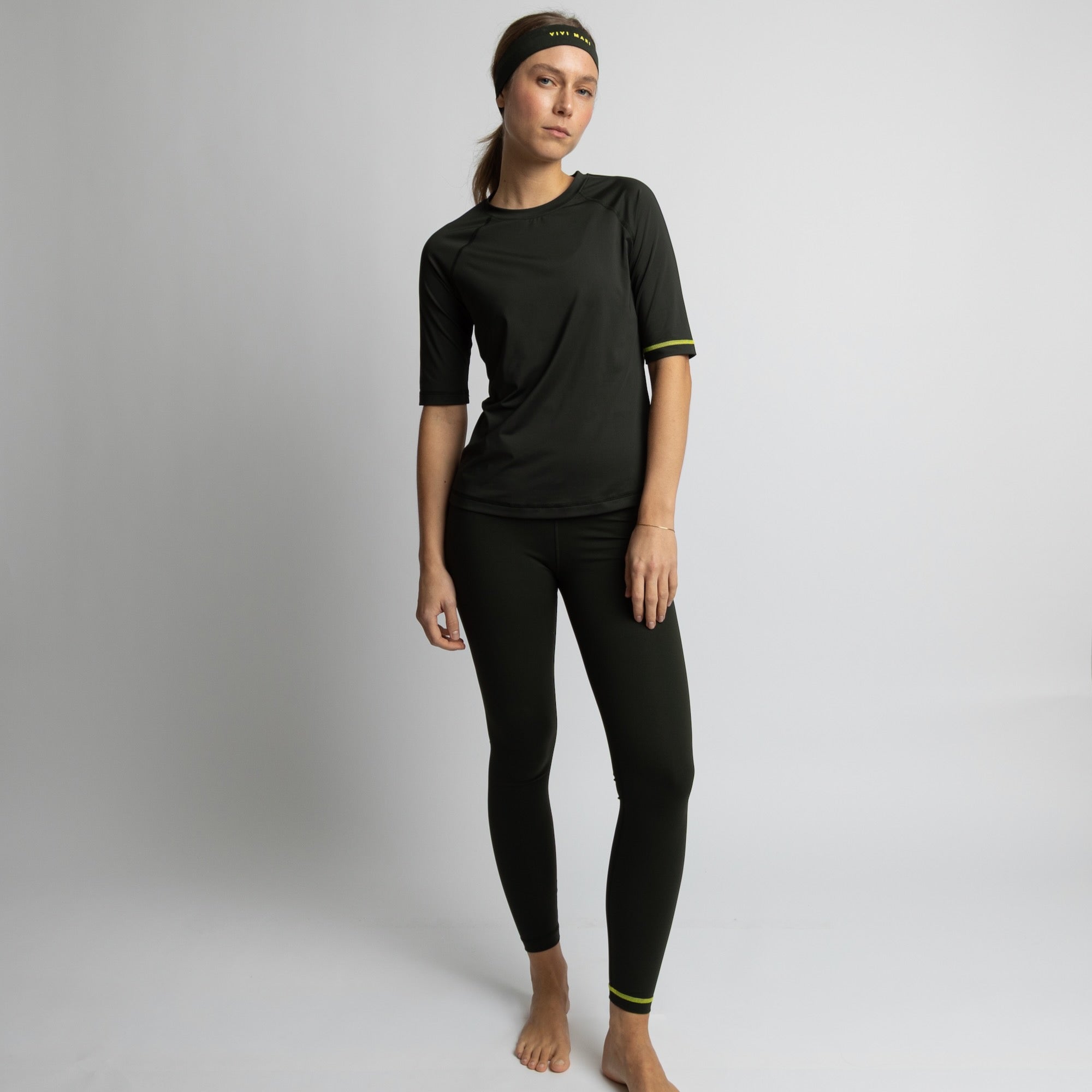 Activewear Half Sleeve T-Shirt deep olive - VIVI MARI