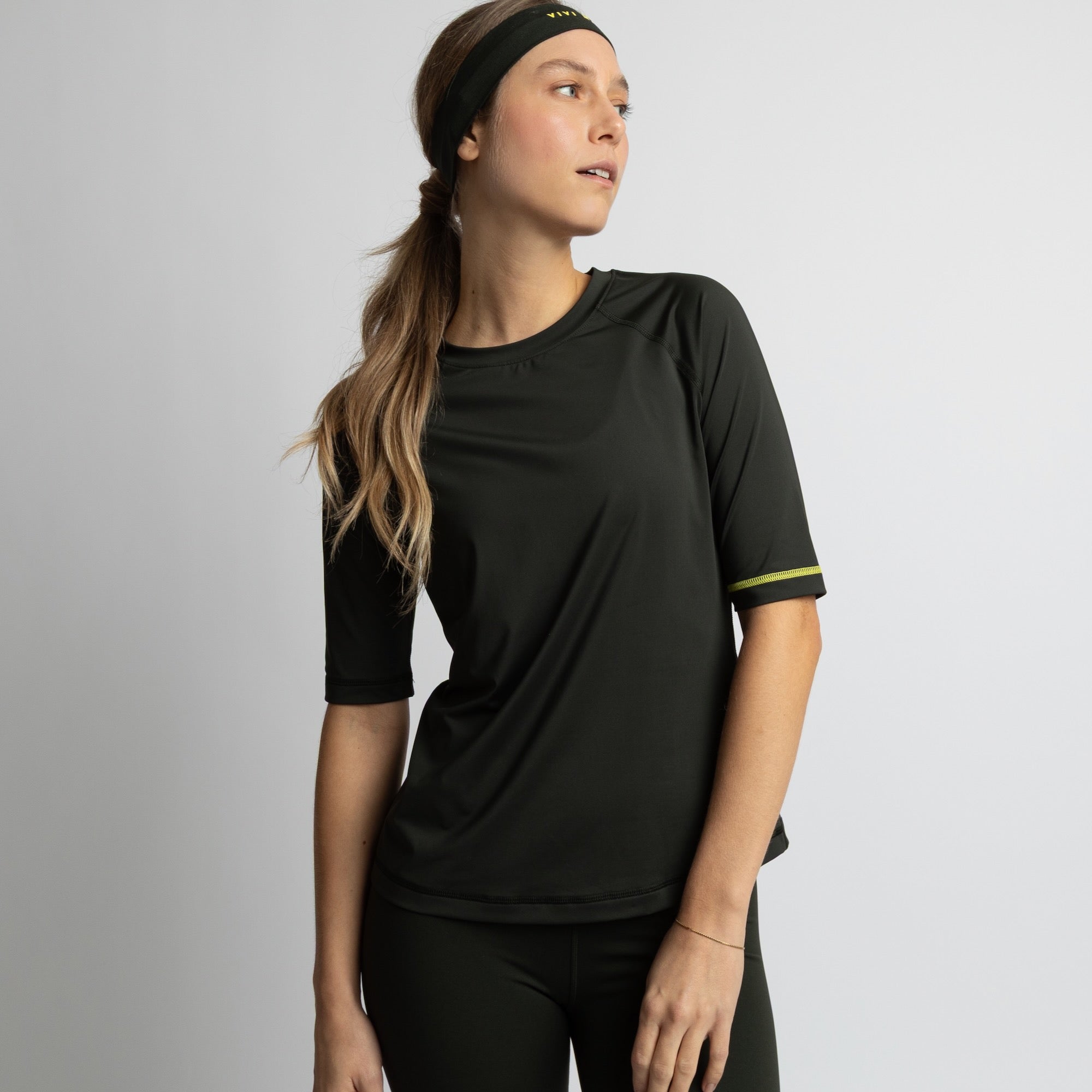 Activewear Half Sleeve T-Shirt deep olive - VIVI MARI