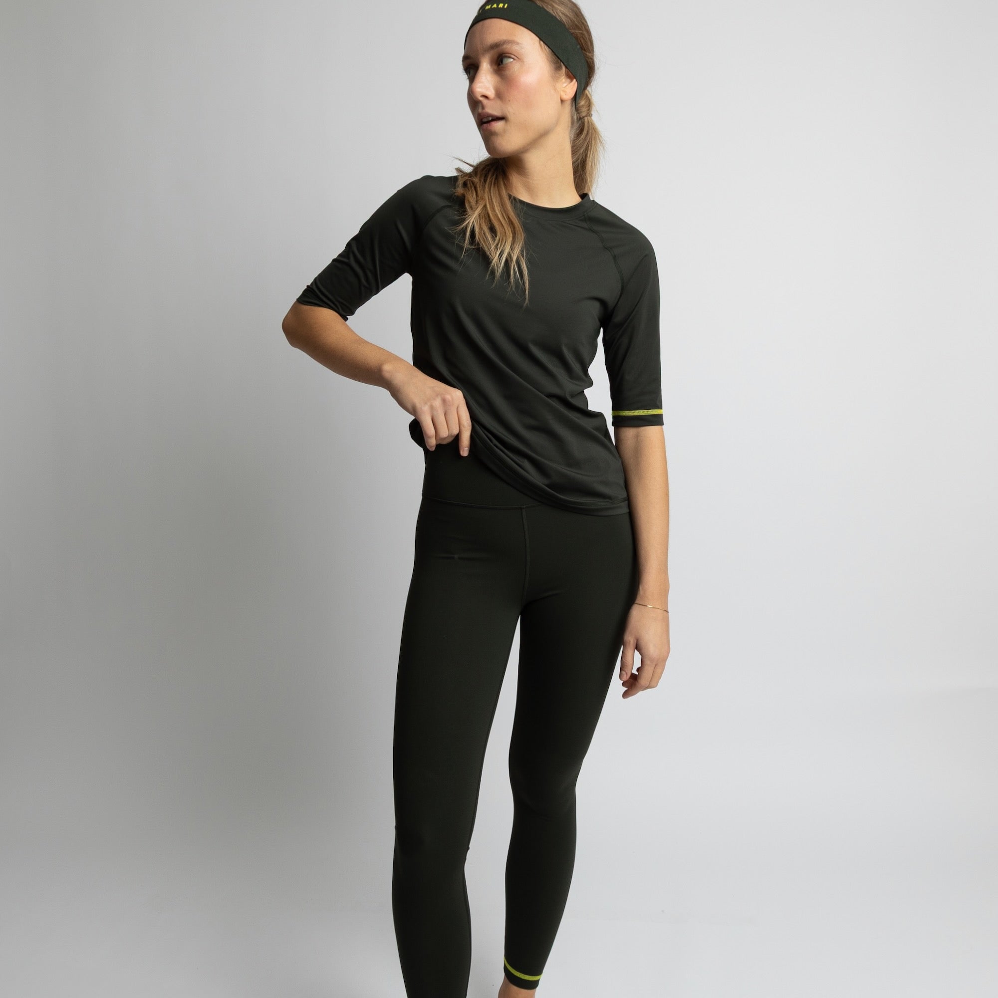 Activewear Half Sleeve T-Shirt deep olive - VIVI MARI