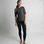 Activewear Half Sleeve T-Shirt leo splashes navy/olive - VIVI MARI