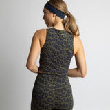 Activewear Top cropped leo splashes navy/olive - VIVI MARI