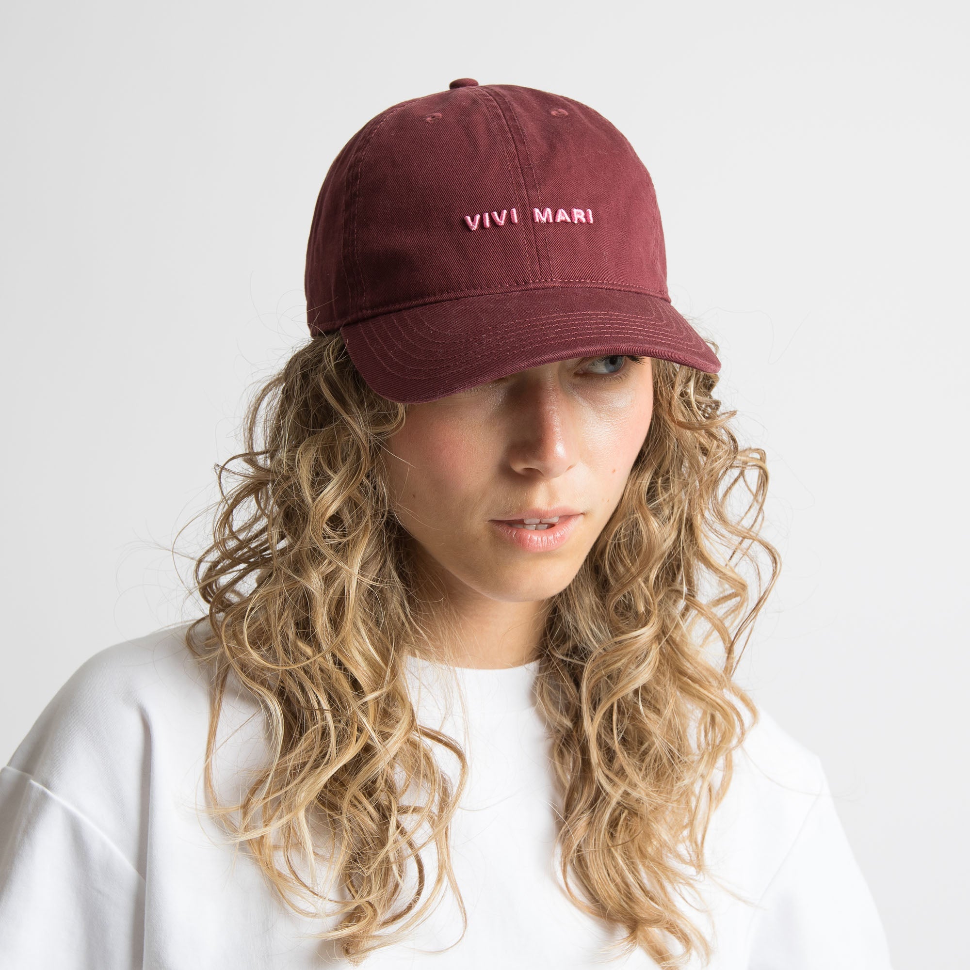 Cap solid wine red/soft pink - VIVI MARI