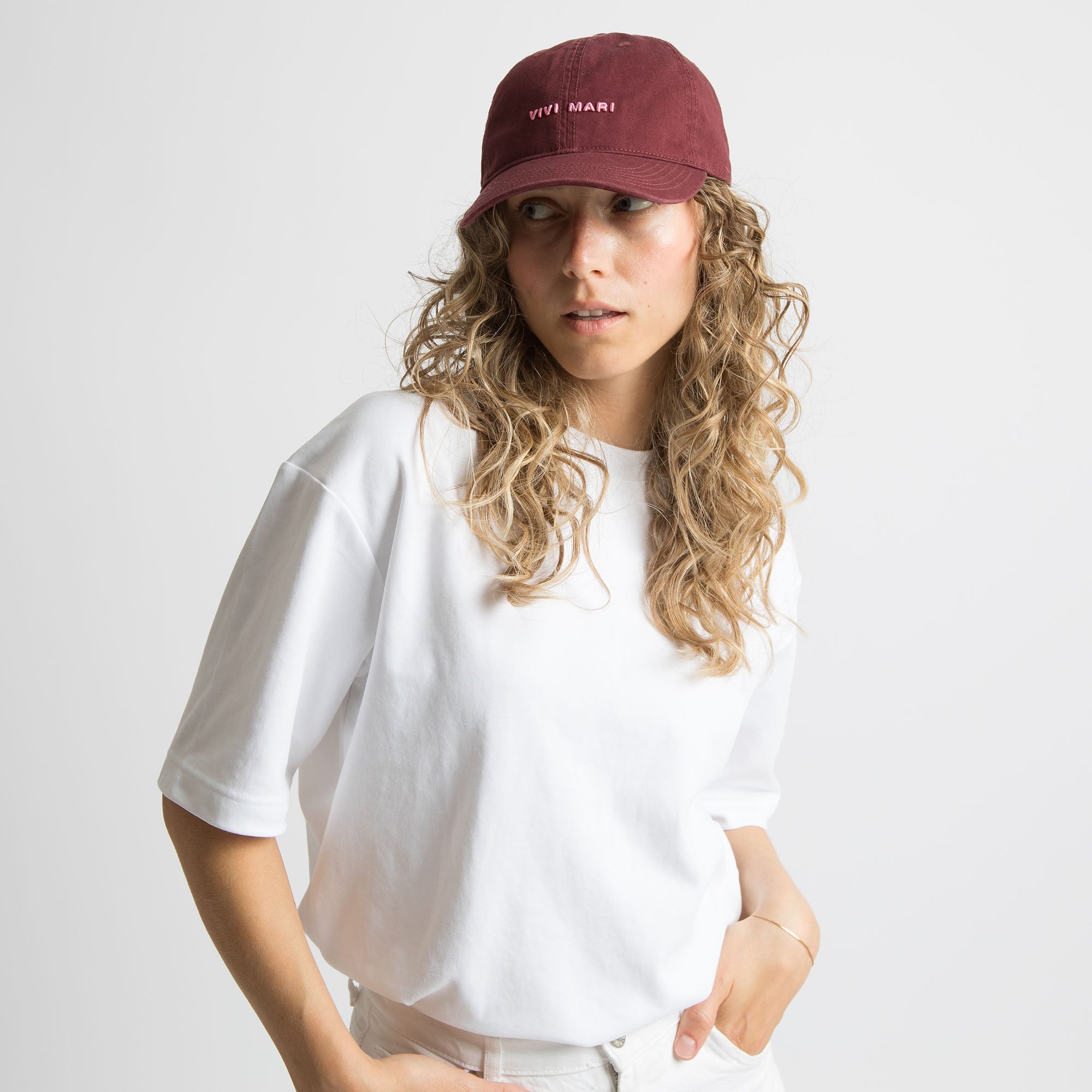 Cap solid wine red/soft pink - VIVI MARI