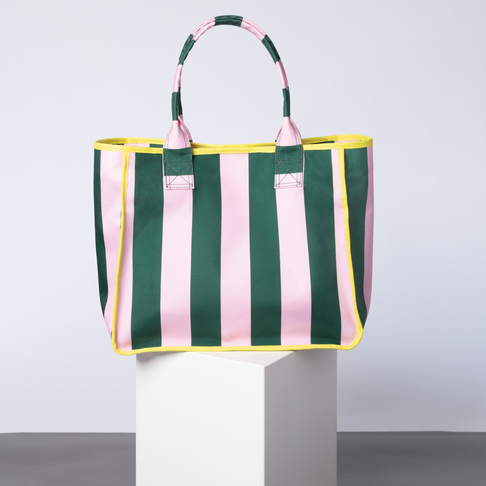 Carry All Bag - bold stripes green/rosé - VIVI MARI