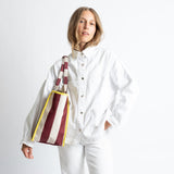 Carry All Bag - bold stripes wine red/sand - VIVI MARI
